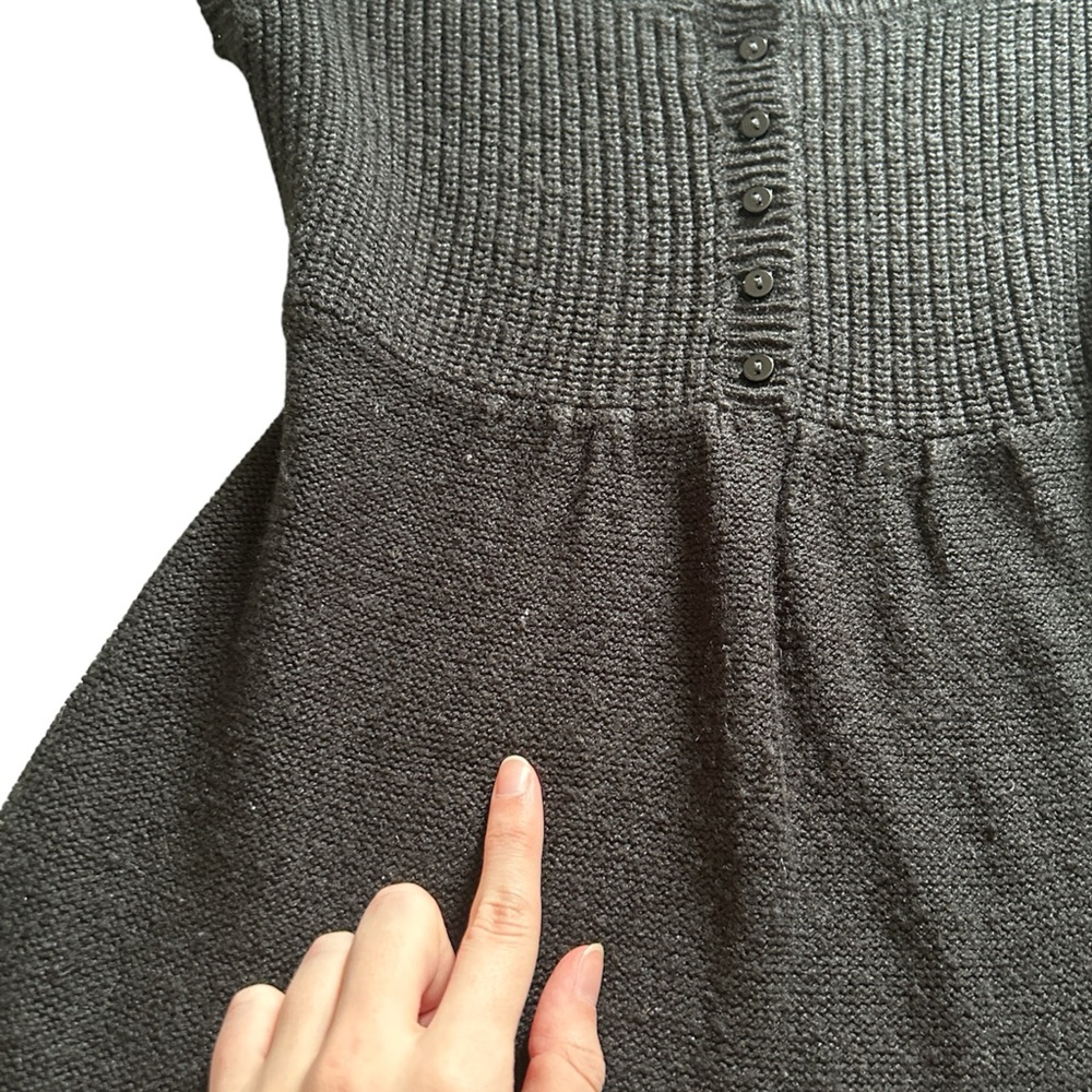 Coquette Y2K Black Short Sleeve Knit Button up Prairie Style Top - Picture 5 of 6